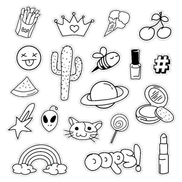 Чёрно-белые Стикеры для распечатки