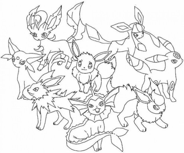 Покемонов Eevee раскраска