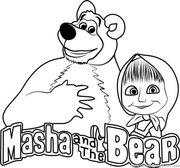 Раскраска. Маша и медведь