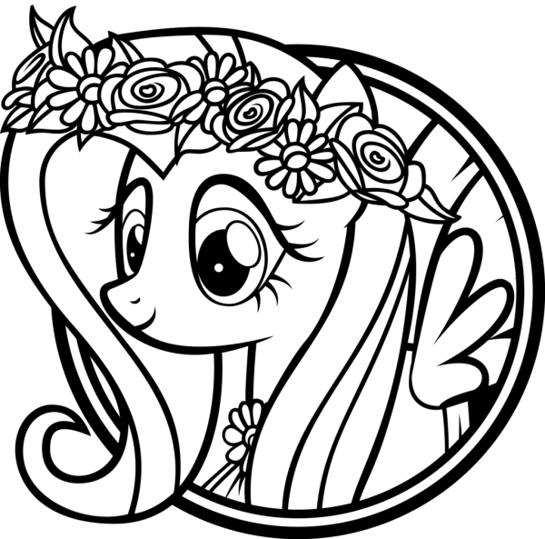 Раскраски милые пони Флаттершай
