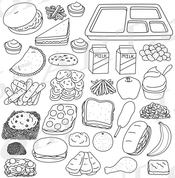 Картинки раскраски еда (54 фото)