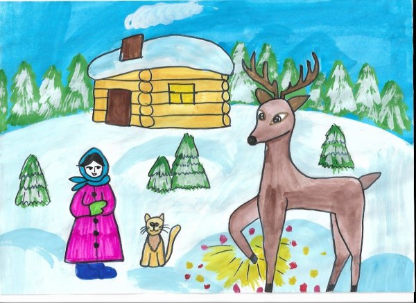 Детские рисунки к сказке Бажова серебряное копытце