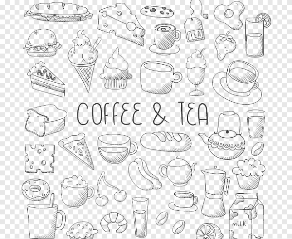 Наклейки еда черно белые