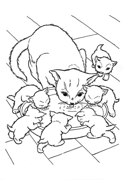 Кошечка с бантиком раскраска