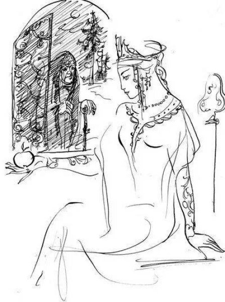 Раскраски к сказке Пушкина о мертвой царевне и семи богатырях