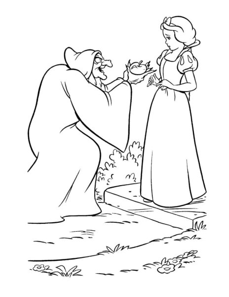 Раскраски из сказки Белоснежка