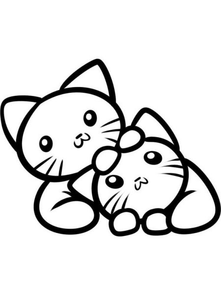 Картинки раскраски милые котики (54 фото)