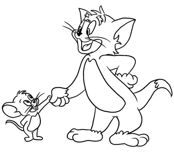 Разукрашка для детей Tom and Jerry