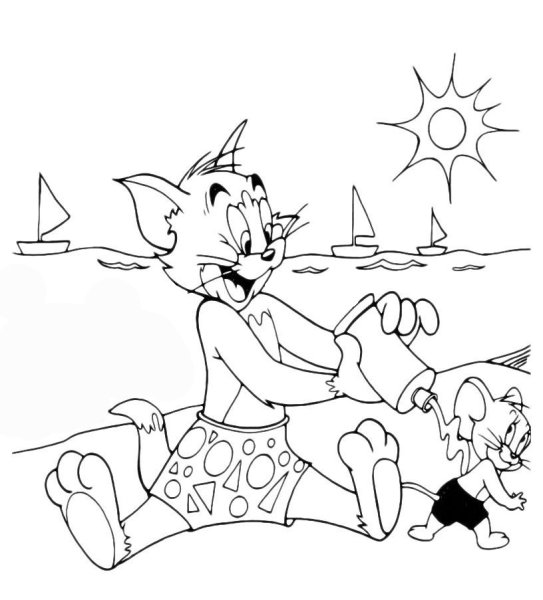 Раскраски для детей том и Джерри
