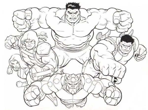 Халк раскраска