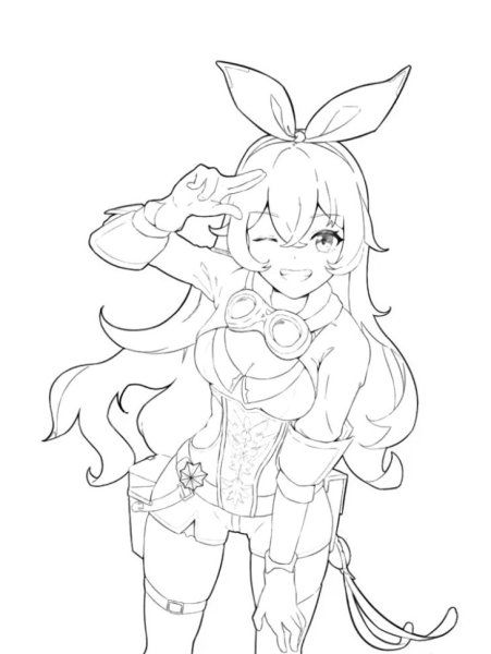 Раскраска Геншин Импакт Яэ Мико