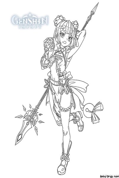 Сяо Лин раскраска Геншин Импакт