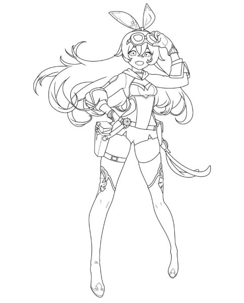 Эмбер Геншин чёрно белая