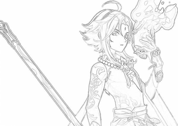 Сяо Геншин раскраска