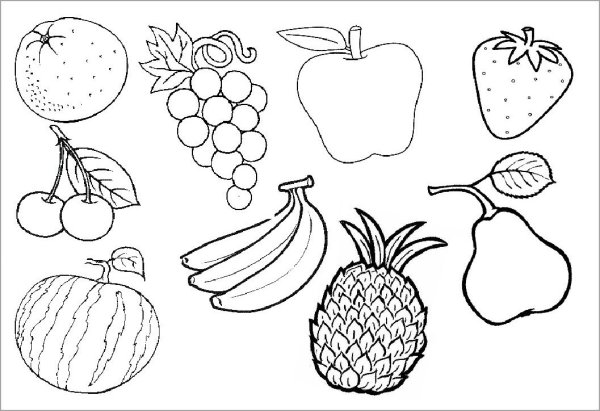 Картинки раскраски овощи и фрукты и (54 фото)