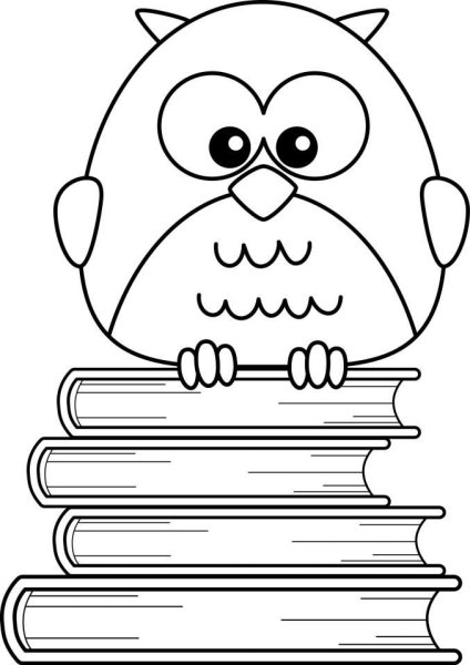 Раскраска мудрая Сова с книгой