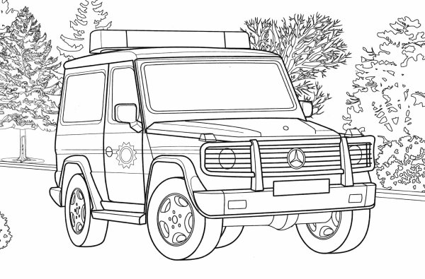 Раскраски для мальчиков машины Мерседес Гелендваген