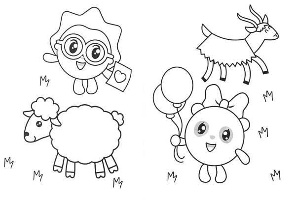 Раскраски для детей Малышарики