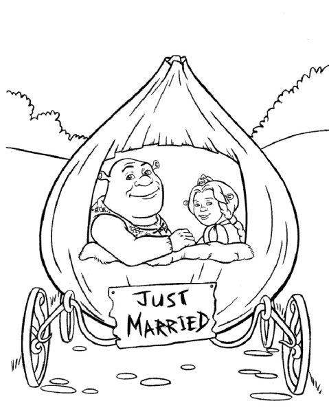 Раскраска Шрек Фиона принцесса