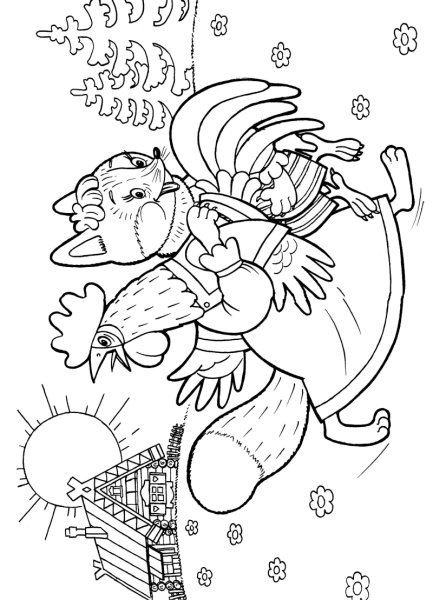 Раскраска к сказке Лисичка со скалочкой