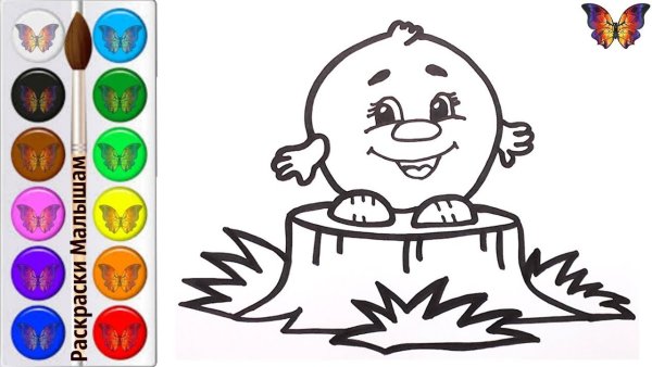 Колобок раскраска для детей