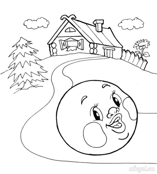 Колобок раскраска для детей