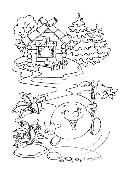 Детские раскраски к сказке Колобок