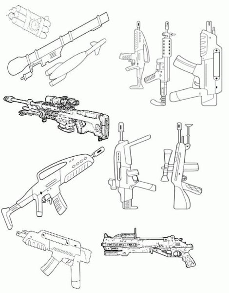 Картинки раскраски оружие (54 фото)