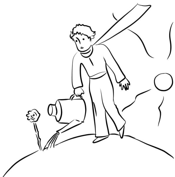 Раскраска маленький принц Экзюпери