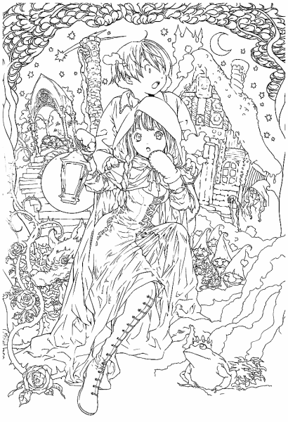 Раскраски аниме сложные