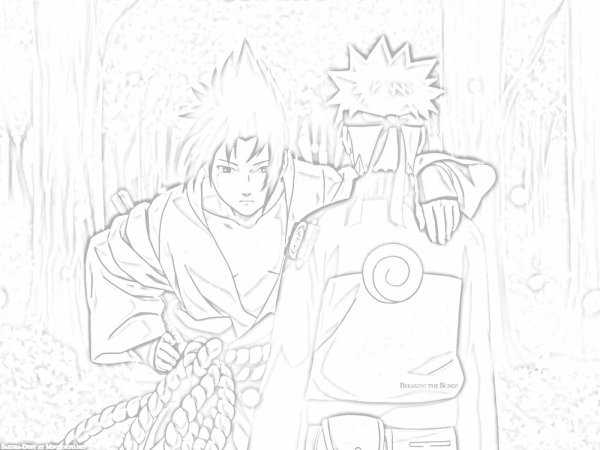 Наруто раскраска Наруто и Саске