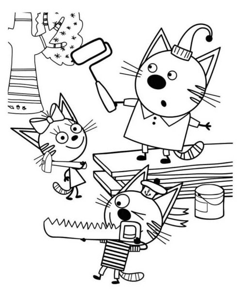 Раскраска три кота Коржик