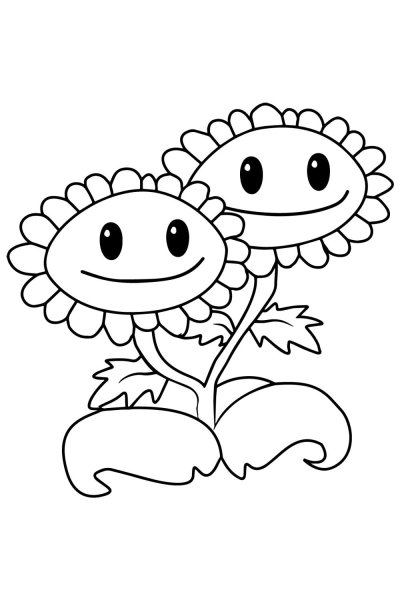 Раскраска растения против зомби подсолнух