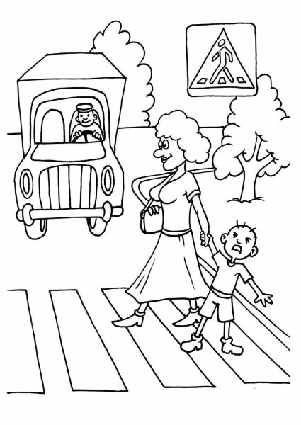 Раскраска по ПДД для детей 6-7 лет светофор