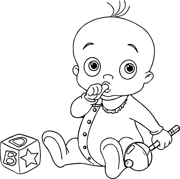 Раскраска младенец девочка
