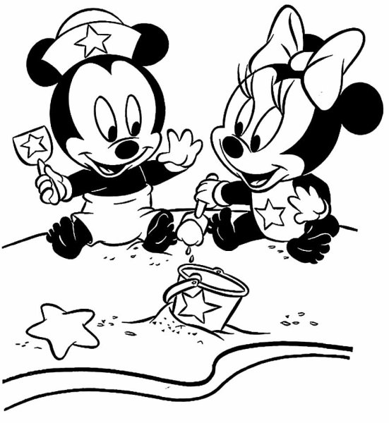 Микки и Минни Маус раскраска