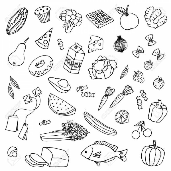 Раскраска полезные и вредные продукты