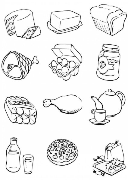 Раскраска продукты питания
