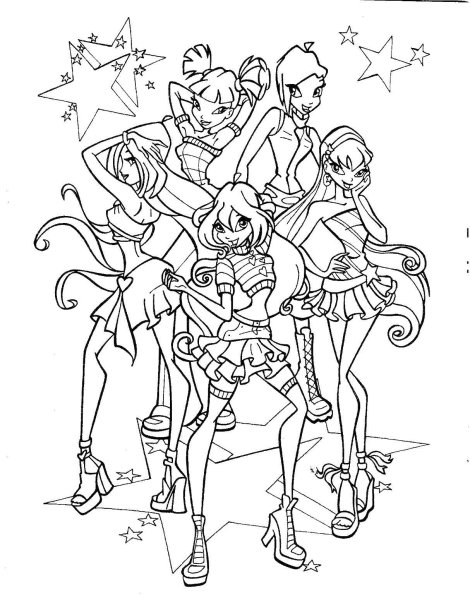 Раскраска Винкс энчантикс команда