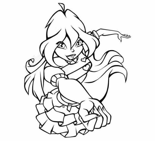 Винкс раскраска тёмная Блум