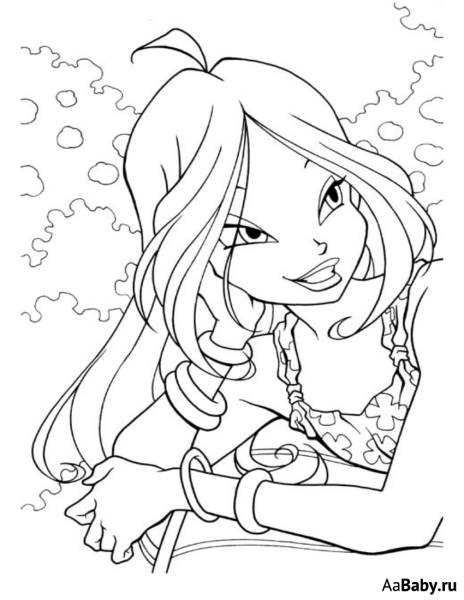 Раскраски Винкс Флора и гелия