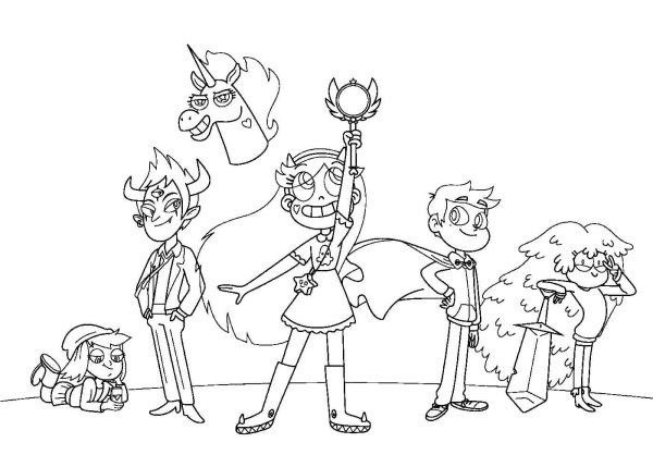 Звёздная принцесса и силы зла раскраска