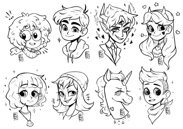 Звёздочка Баттерфляй и Марко черно белые