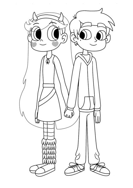 Раскраска Звёздочка Баттерфляй и Марко