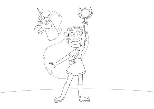 Звёздная принцесса и силы зла раскраска