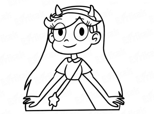 Разукрашка Звездная принцесса и силы зла