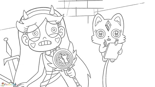 Раскраска принцесса Звездочка против сил зла