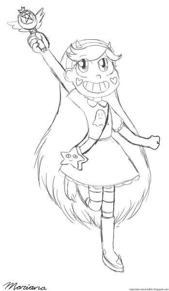 Звёздная принцесса и силы зла расскраска