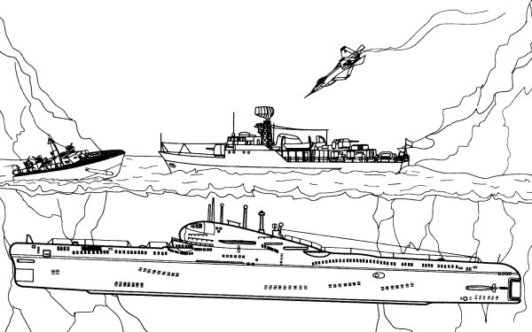 Военные корабли. Раскраска
