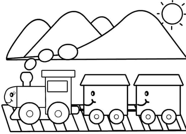 Раскраска паровоз для детей 3-4 лет